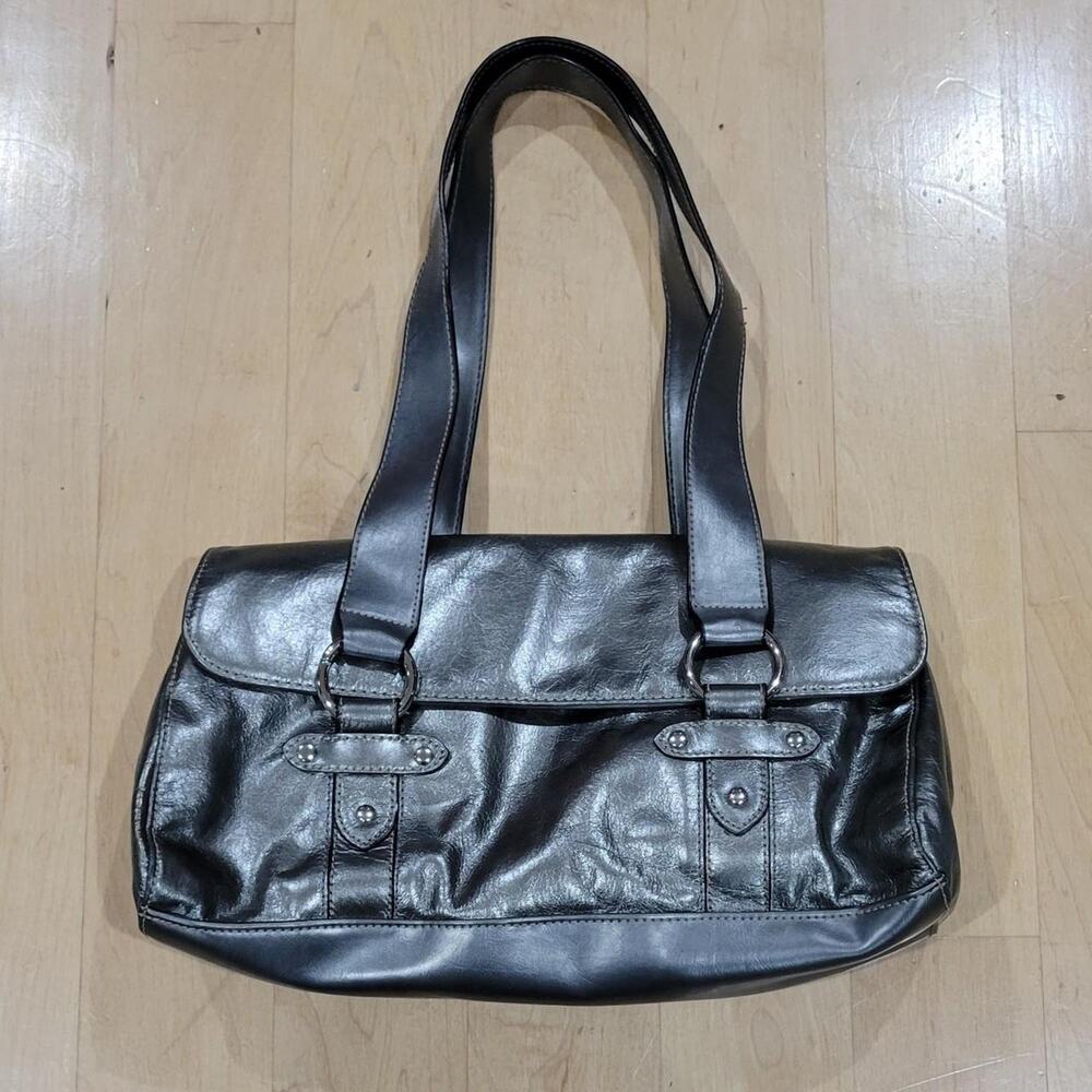 Wilson's Leather Metallic Pewter Genuine Leather Shoulder Bag